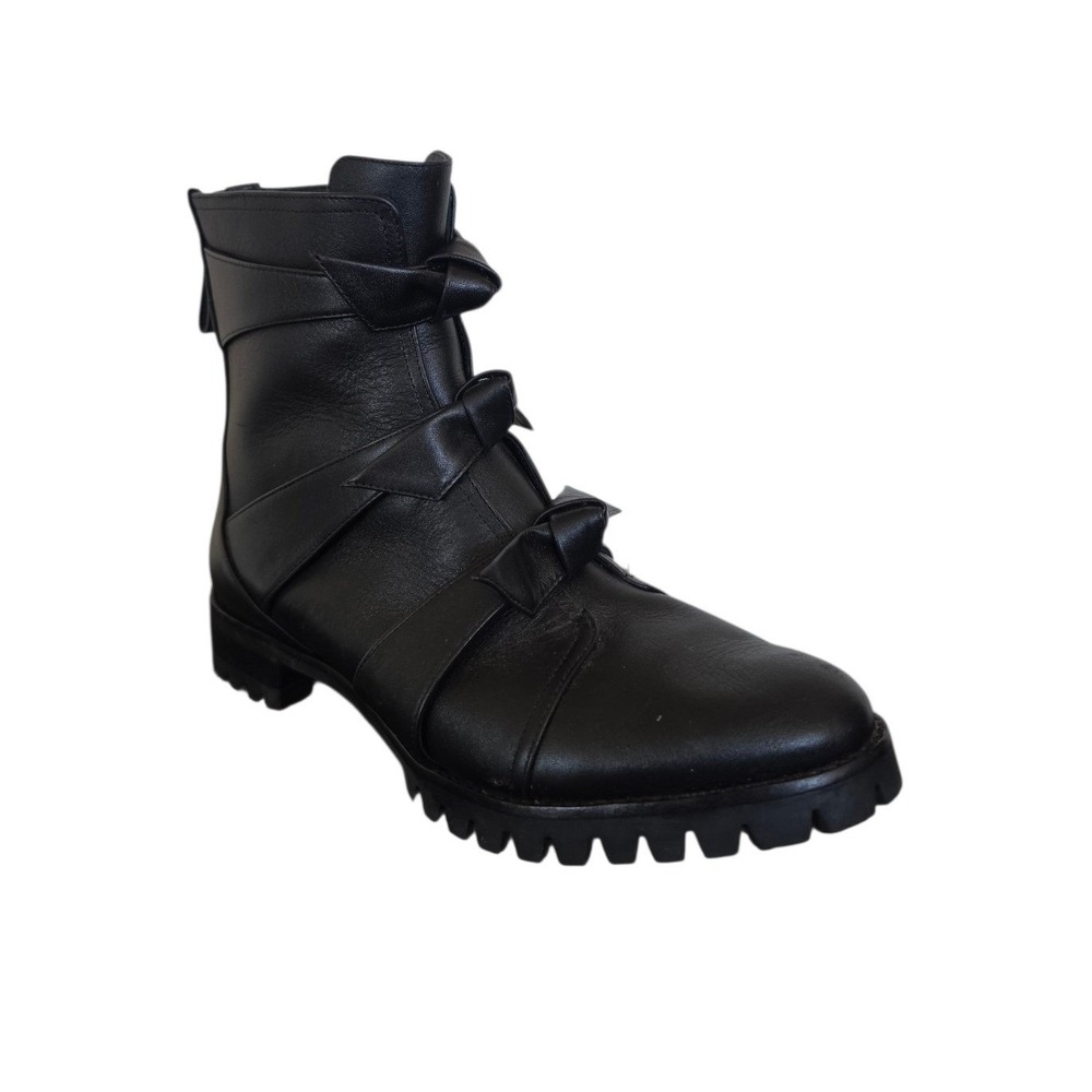Alexandre Birman Lolita Waterproof Leather Knotted Bow Combat Boots 36 US 5.5